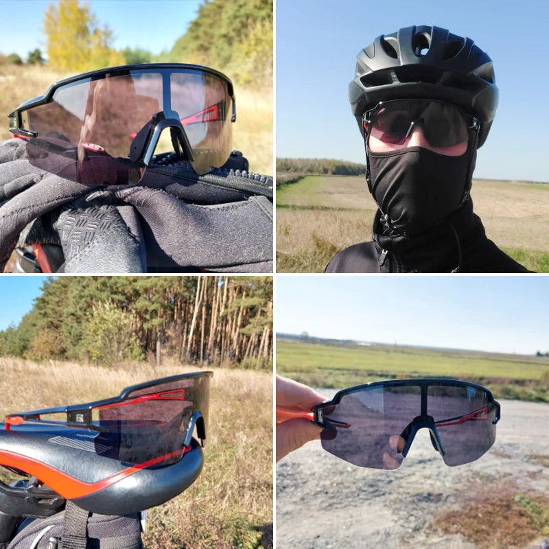ROCKBROS Photochromic Cycling Glasses Bike Bicycle Glasses Sports Men's Sunglasses MTB Road Cycling Eyewear Protection Goggles - Reliefff.co