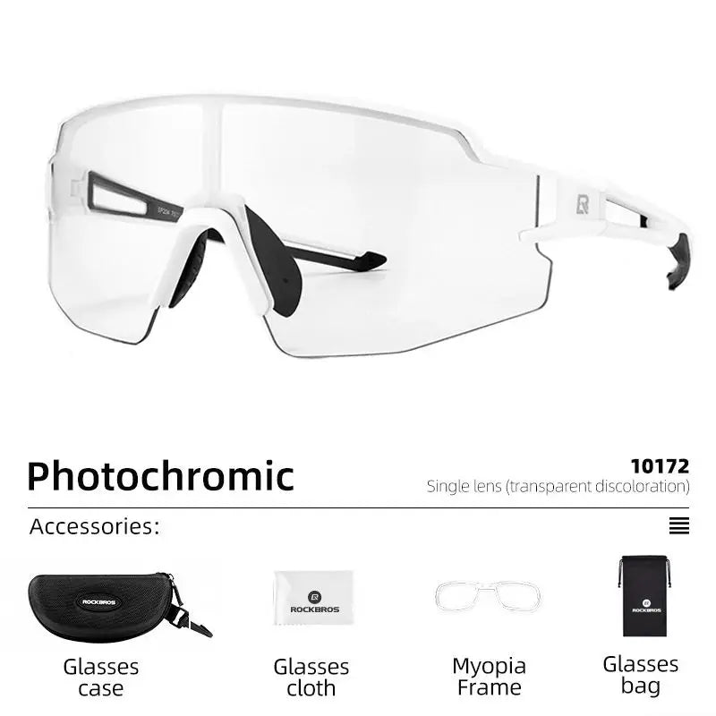 ROCKBROS Photochromic Cycling Glasses Bike Bicycle Glasses Sports Men's Sunglasses MTB Road Cycling Eyewear Protection Goggles - Reliefff.co