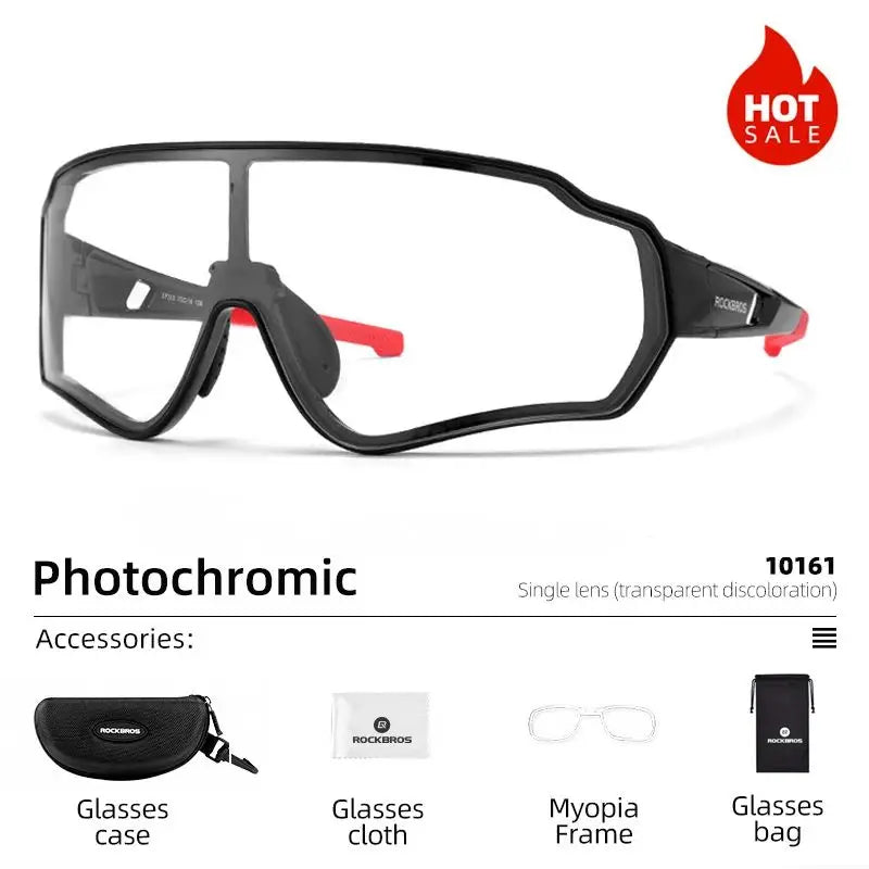 ROCKBROS Photochromic Cycling Glasses Bike Bicycle Glasses Sports Men's Sunglasses MTB Road Cycling Eyewear Protection Goggles - Reliefff.co