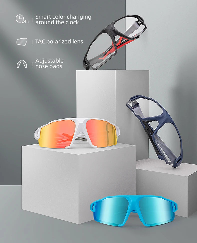 ROCKBROS Photochromic Cycling Glasses Bike Bicycle Glasses Sports Men's Sunglasses MTB Road Cycling Eyewear Protection Goggles - Reliefff.co