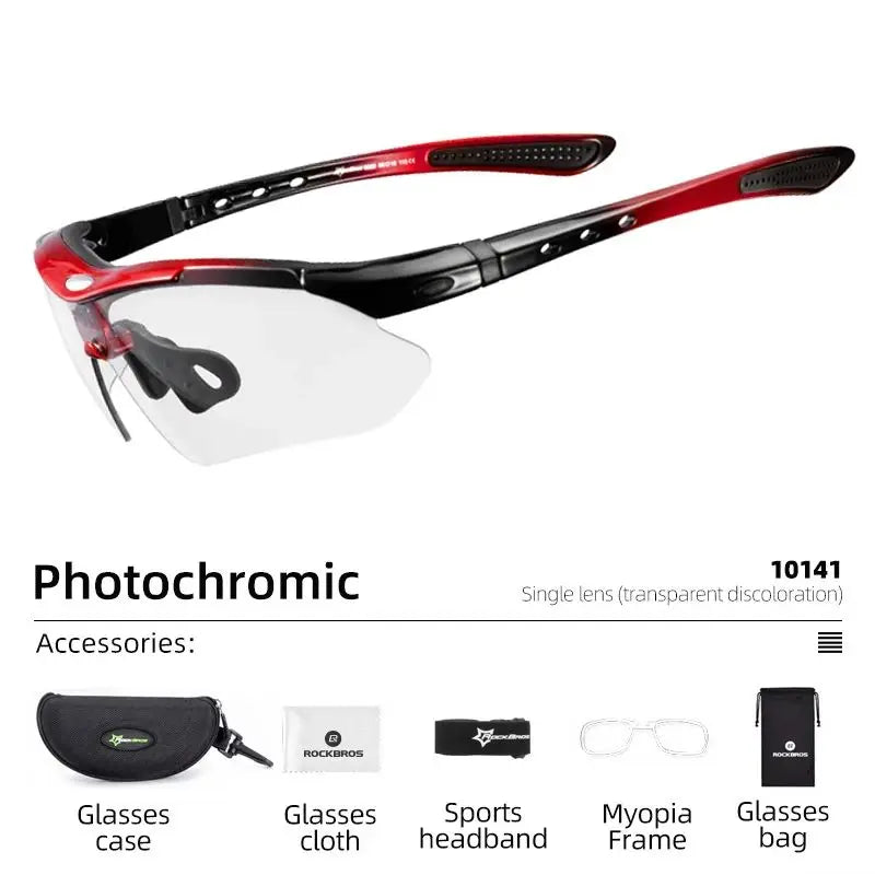 ROCKBROS Photochromic Cycling Glasses Bike Bicycle Glasses Sports Men's Sunglasses MTB Road Cycling Eyewear Protection Goggles - Reliefff.co