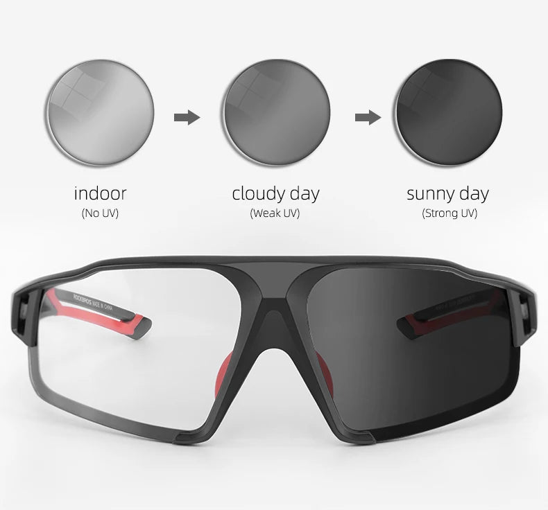 ROCKBROS Photochromic Cycling Glasses Bike Bicycle Glasses Sports Men's Sunglasses MTB Road Cycling Eyewear Protection Goggles - Reliefff.co