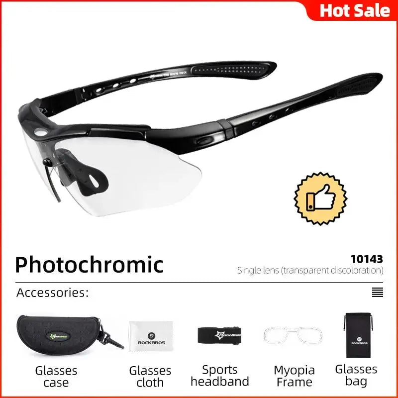 ROCKBROS Photochromic Cycling Glasses Bike Bicycle Glasses Sports Men's Sunglasses MTB Road Cycling Eyewear Protection Goggles - Reliefff.co